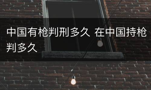 中国有枪判刑多久 在中国持枪判多久