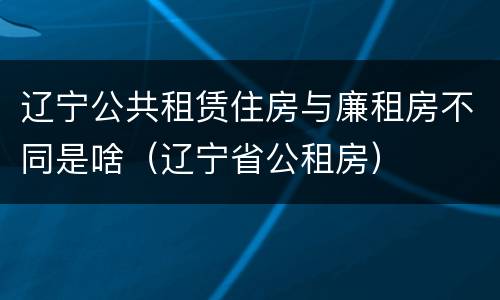 辽宁公共租赁住房与廉租房不同是啥（辽宁省公租房）