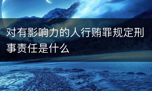 对有影响力的人行贿罪规定刑事责任是什么
