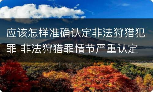 应该怎样准确认定非法狩猎犯罪 非法狩猎罪情节严重认定