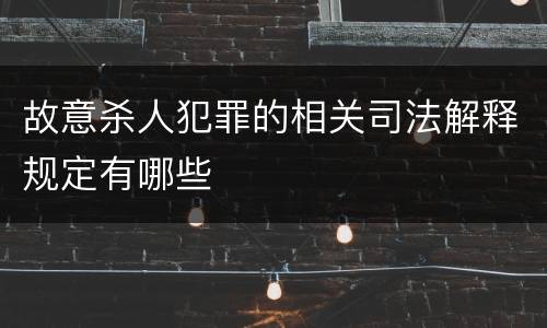 故意杀人犯罪的相关司法解释规定有哪些