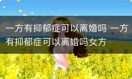 一方有抑郁症可以离婚吗 一方有抑郁症可以离婚吗女方