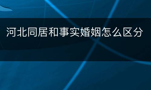 河北同居和事实婚姻怎么区分