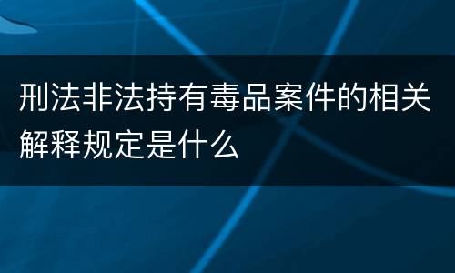 刑法非法持有毒品案件的相关解释规定是什么