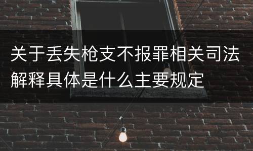 关于丢失枪支不报罪相关司法解释具体是什么主要规定