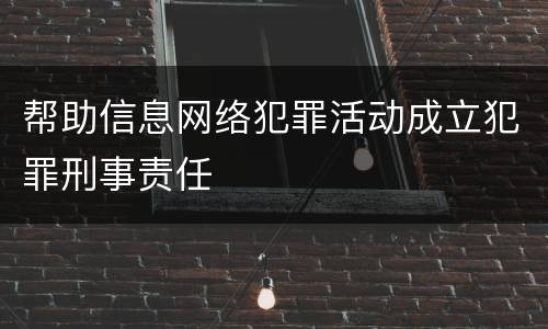 帮助信息网络犯罪活动成立犯罪刑事责任