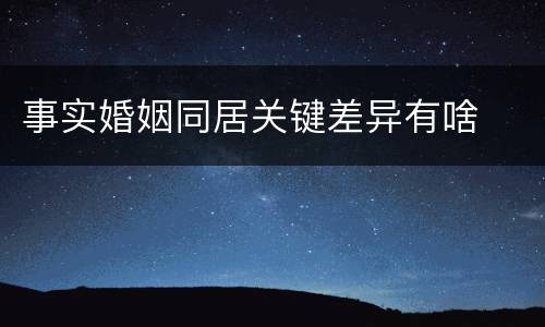 事实婚姻同居关键差异有啥