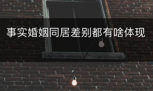 事实婚姻同居差别都有啥体现