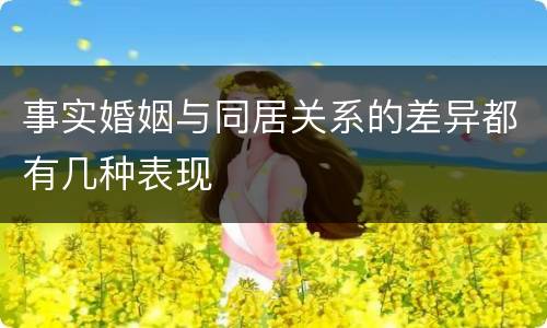 事实婚姻与同居关系的差异都有几种表现