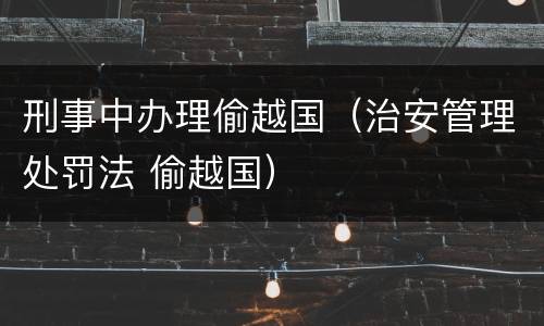 刑事中办理偷越国（治安管理处罚法 偷越国）