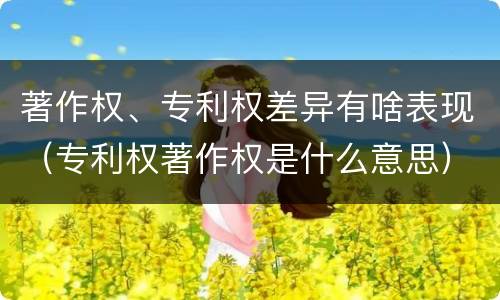 著作权、专利权差异有啥表现（专利权著作权是什么意思）