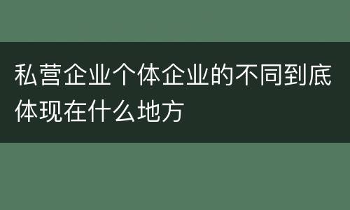 私营企业个体企业的不同到底体现在什么地方