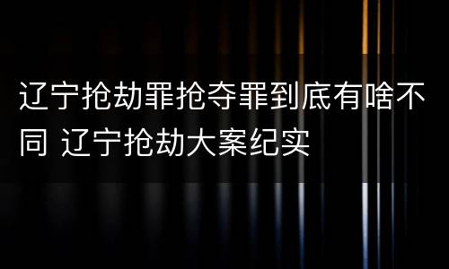 辽宁抢劫罪抢夺罪到底有啥不同 辽宁抢劫大案纪实