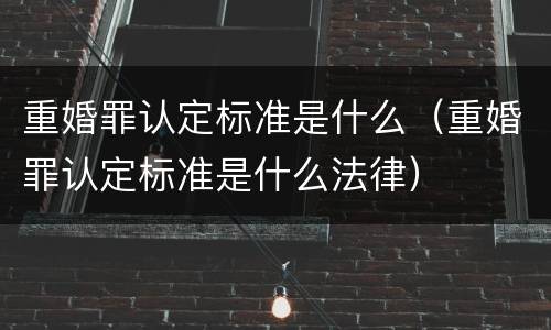 重婚罪认定标准是什么（重婚罪认定标准是什么法律）