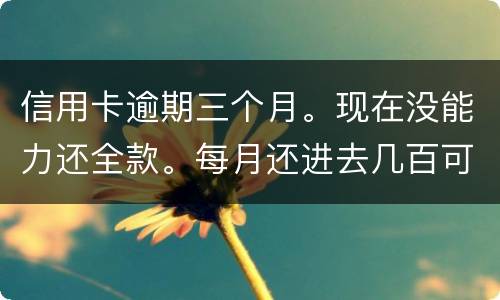 信用卡逾期三个月。现在没能力还全款。每月还进去几百可以么