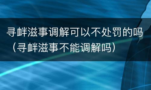 寻衅滋事调解可以不处罚的吗（寻衅滋事不能调解吗）