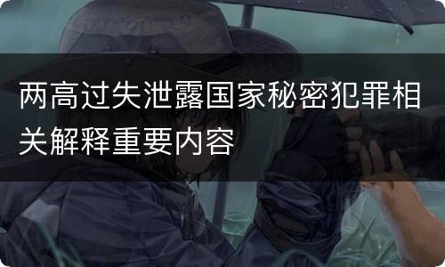 两高过失泄露国家秘密犯罪相关解释重要内容