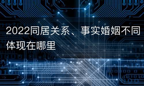 2022同居关系、事实婚姻不同体现在哪里