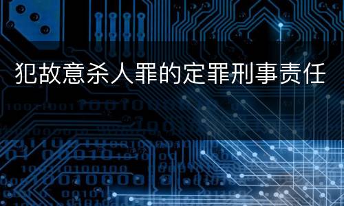 犯故意杀人罪的定罪刑事责任