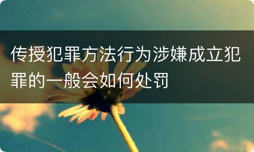 传授犯罪方法行为涉嫌成立犯罪的一般会如何处罚