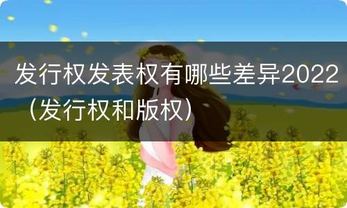 发行权发表权有哪些差异2022（发行权和版权）