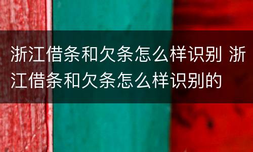 浙江借条和欠条怎么样识别 浙江借条和欠条怎么样识别的