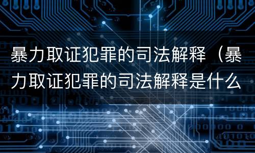 暴力取证犯罪的司法解释（暴力取证犯罪的司法解释是什么）