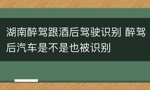 湖南醉驾跟酒后驾驶识别 醉驾后汽车是不是也被识别