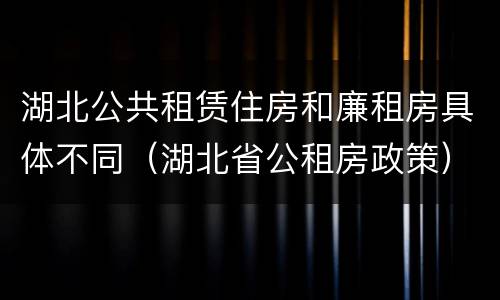 湖北公共租赁住房和廉租房具体不同（湖北省公租房政策）