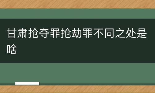 甘肃抢夺罪抢劫罪不同之处是啥