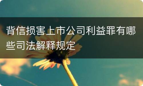 背信损害上市公司利益罪有哪些司法解释规定