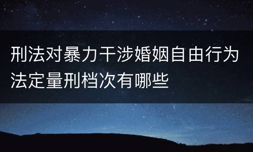 刑法对暴力干涉婚姻自由行为法定量刑档次有哪些