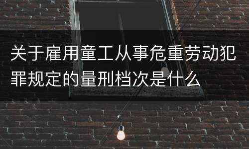 关于雇用童工从事危重劳动犯罪规定的量刑档次是什么