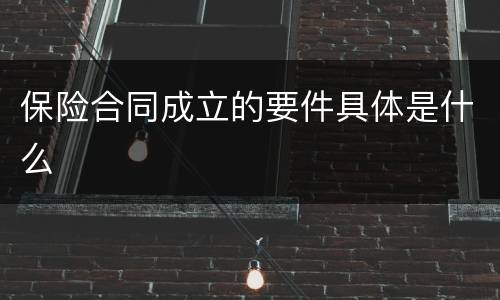 保险合同成立的要件具体是什么