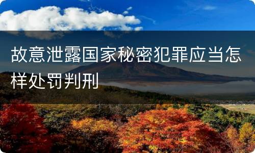故意泄露国家秘密犯罪应当怎样处罚判刑