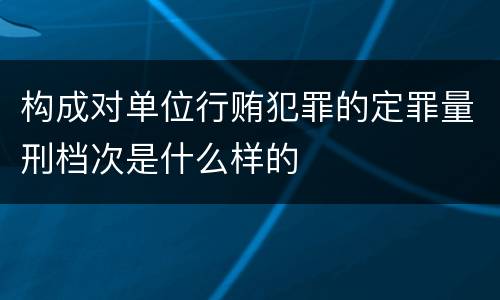 构成对单位行贿犯罪的定罪量刑档次是什么样的