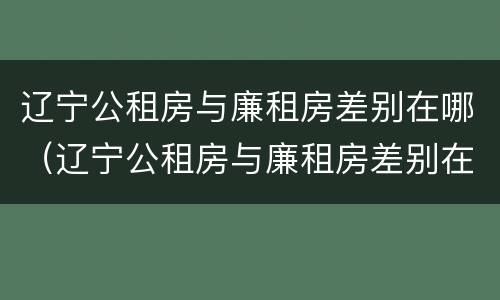 辽宁公租房与廉租房差别在哪（辽宁公租房与廉租房差别在哪儿）