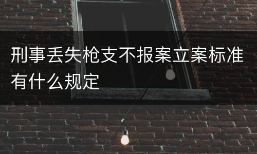 刑事丢失枪支不报案立案标准有什么规定