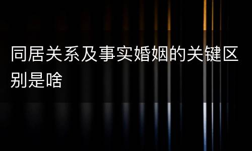 同居关系及事实婚姻的关键区别是啥