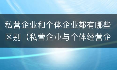 私营企业和个体企业都有哪些区别（私营企业与个体经营企业的区别）