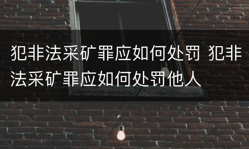 犯非法采矿罪应如何处罚 犯非法采矿罪应如何处罚他人
