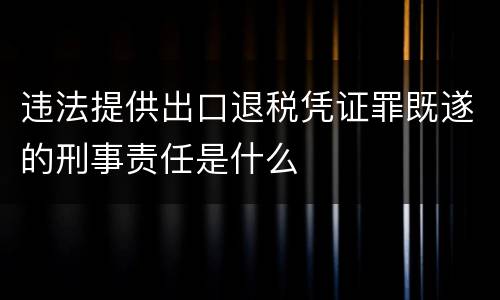 违法提供出口退税凭证罪既遂的刑事责任是什么