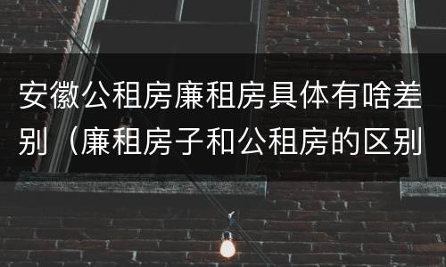 安徽公租房廉租房具体有啥差别（廉租房子和公租房的区别）