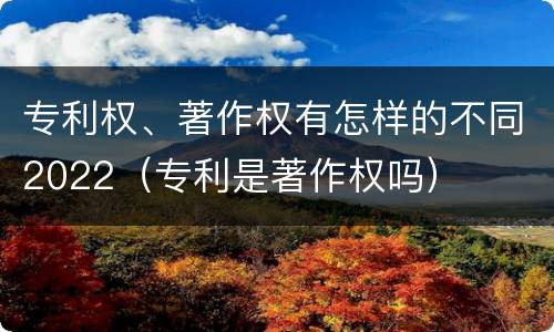 专利权、著作权有怎样的不同2022（专利是著作权吗）