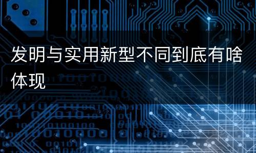 发明与实用新型不同到底有啥体现