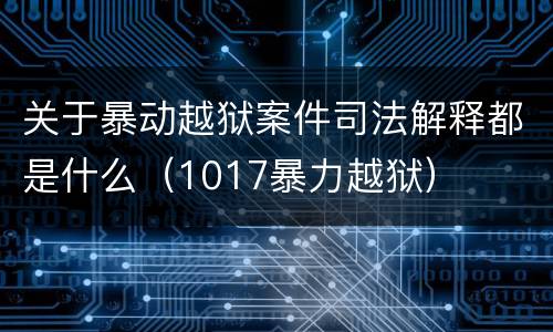 关于暴动越狱案件司法解释都是什么（1017暴力越狱）