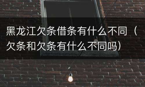 黑龙江欠条借条有什么不同（欠条和欠条有什么不同吗）