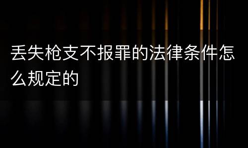 丢失枪支不报罪的法律条件怎么规定的