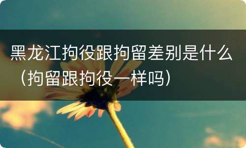 黑龙江拘役跟拘留差别是什么（拘留跟拘役一样吗）