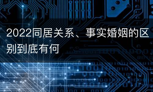2022同居关系、事实婚姻的区别到底有何